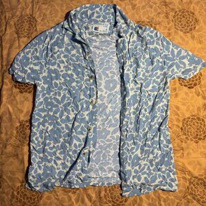 Blue floral button down
